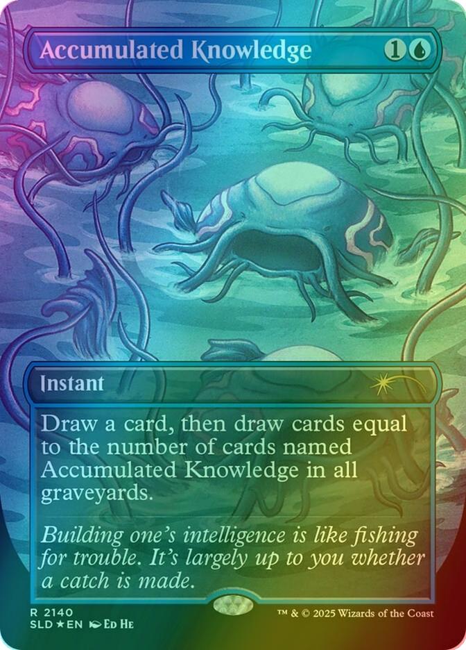 Accumulated Knowledge [2140] [Borderless] [Dandân Deck] [Secret Lair Drop] [Foil]
