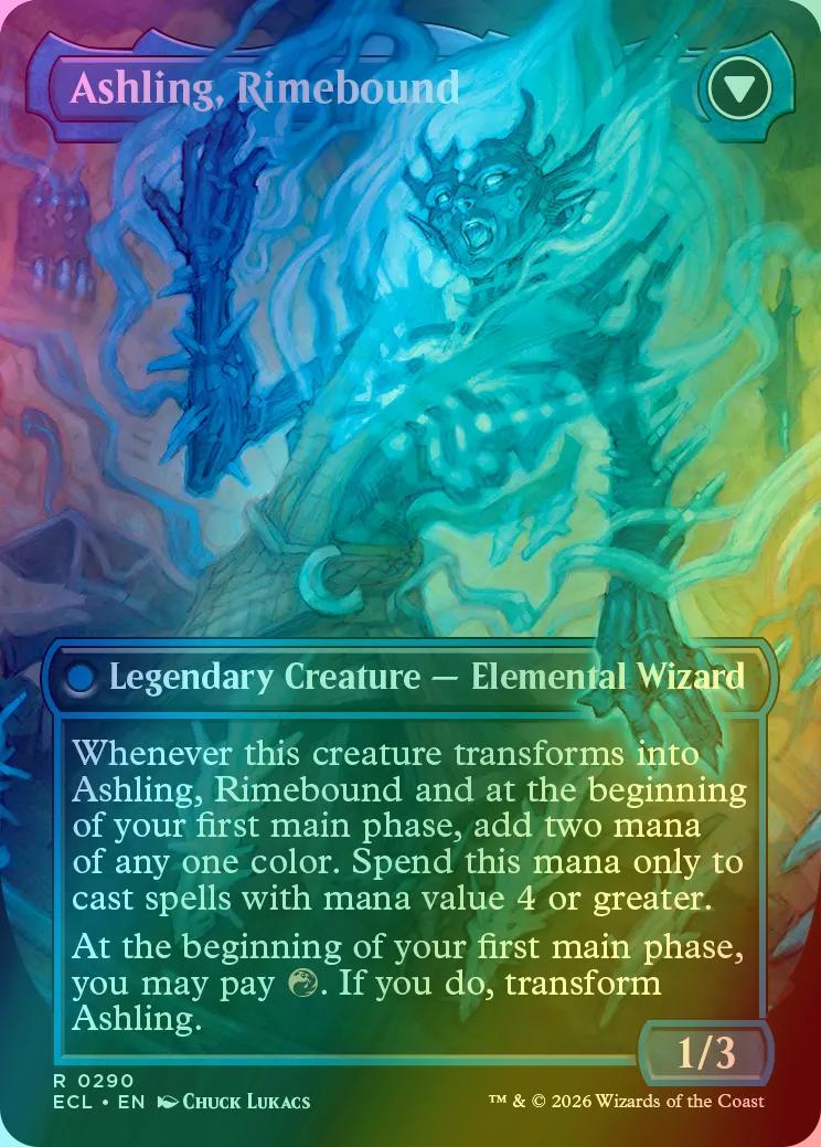 Ashling, Rekindled // Ashling, Rimebound [290] [Borderless] [Lorwyn Eclipsed] [Foil] - Image 2