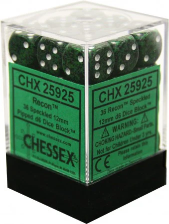 Chessex Brush Dice - 36 x D6 - 12mm - Recon