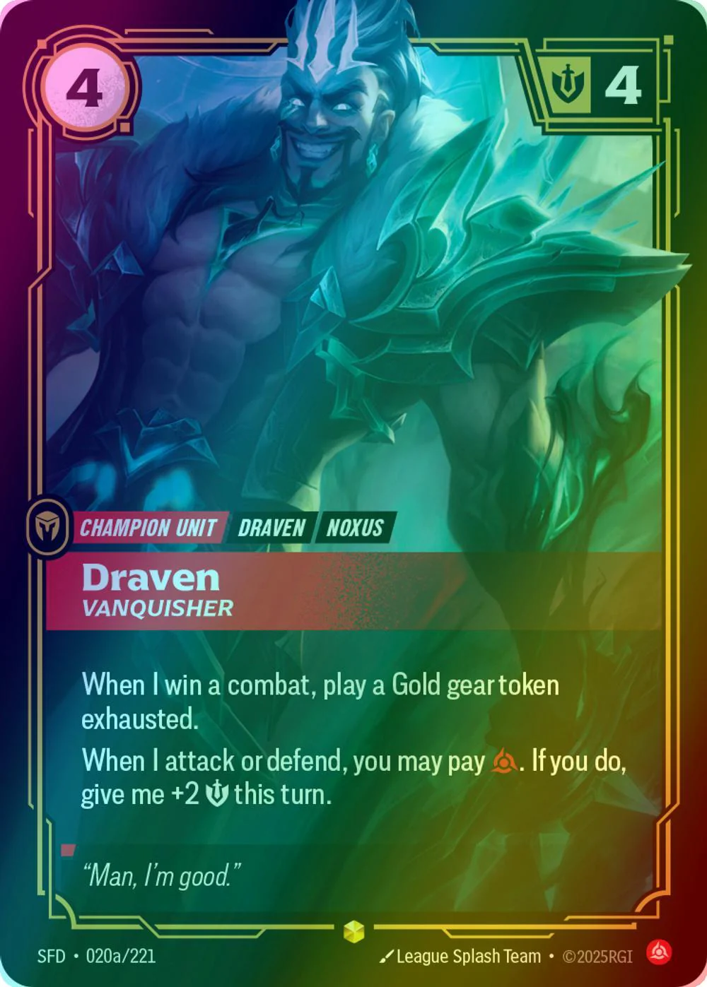 Draven - Vanquisher (Alternate Art) - 020a/221 [Spiritforged] [Foil]