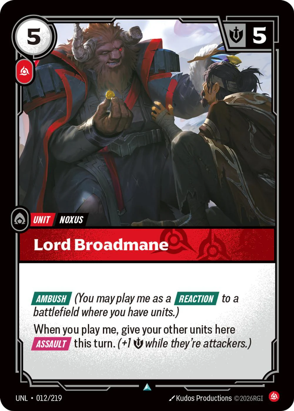 Lord Broadmane - 012/219 [Unleashed] [Non-Foil]
