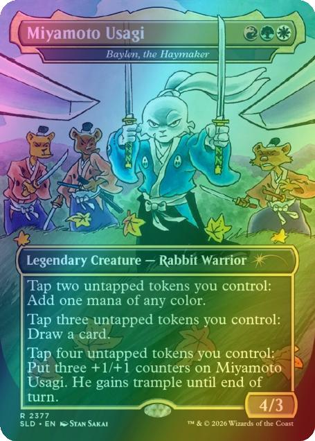 Miyamoto Usagi - Baylen, the Haymaker [2377] [Borderless] [Stan Sakai] [Secret Lair Drop] [Foil]