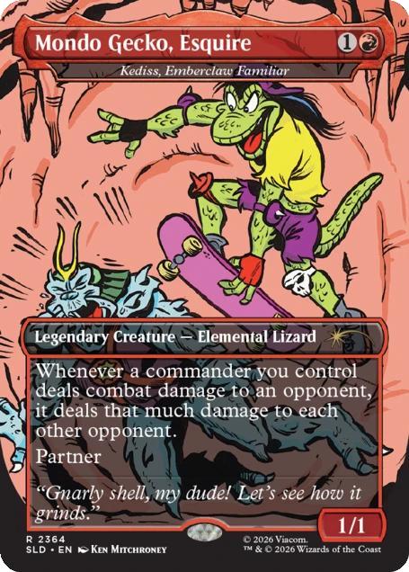 Mondo Gecko, Esquire - Kediss, Emberclaw Familiar [2364] [Borderless] [Mighty Mutanimals] [Secret Lair Drop] [Non-Foil]
