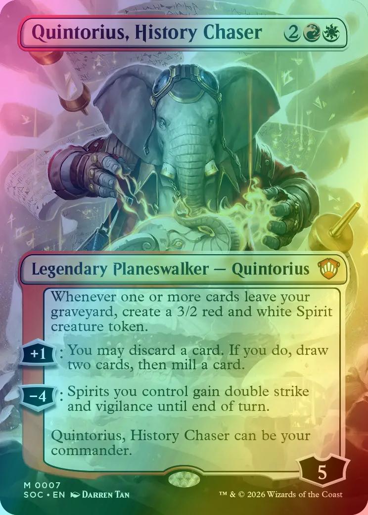 Quintorius, History Chaser [7] [Borderless] [Secrets of Strixhaven: Commander] [Foil]