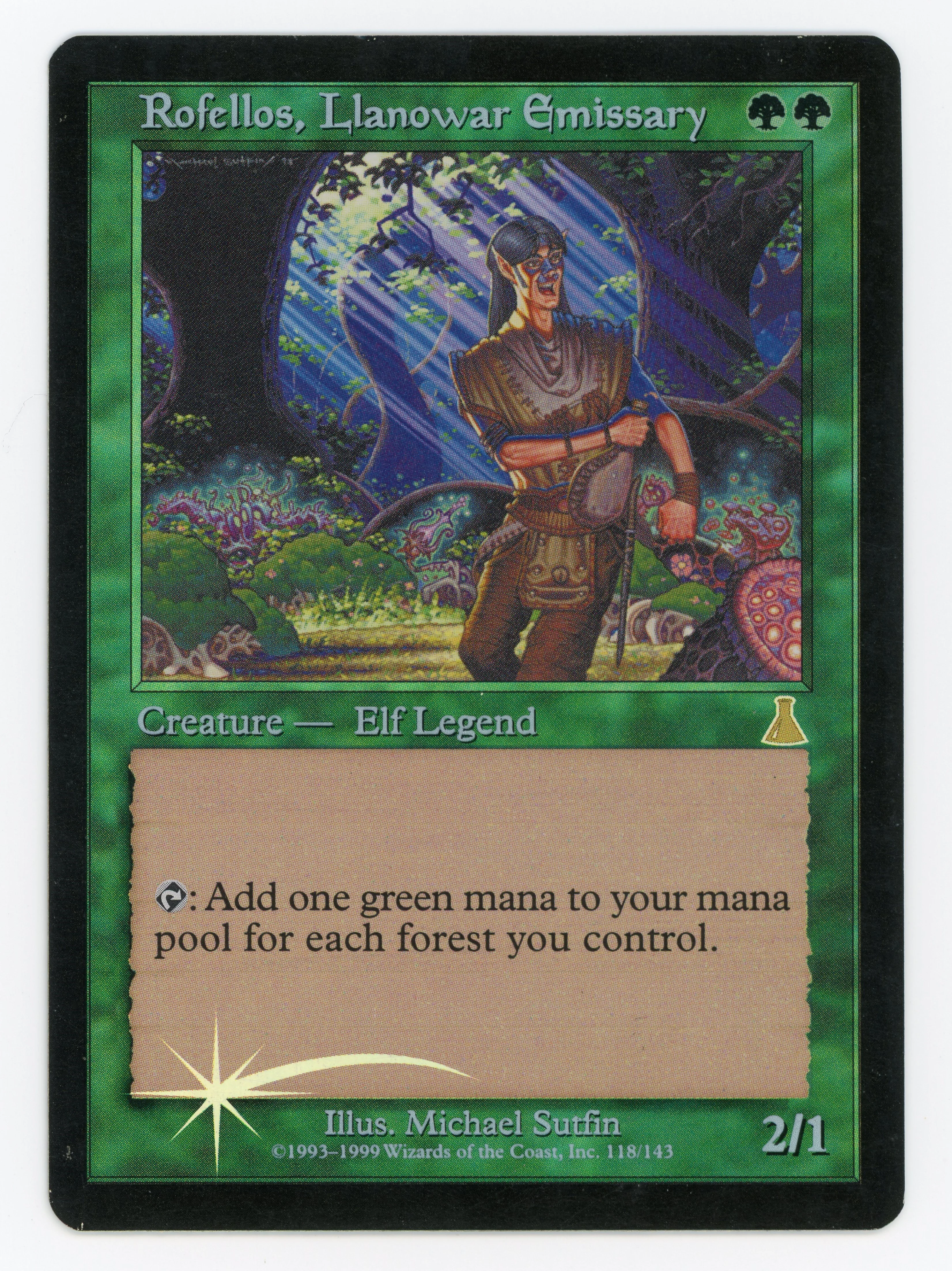 Rofellos, Llanowar Emissary - Foil - Scan 13646