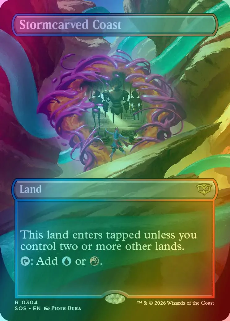 Stormcarved Coast [304] [Borderless] [Protal View Land] [Secrets of Strixhaven] [Foil]