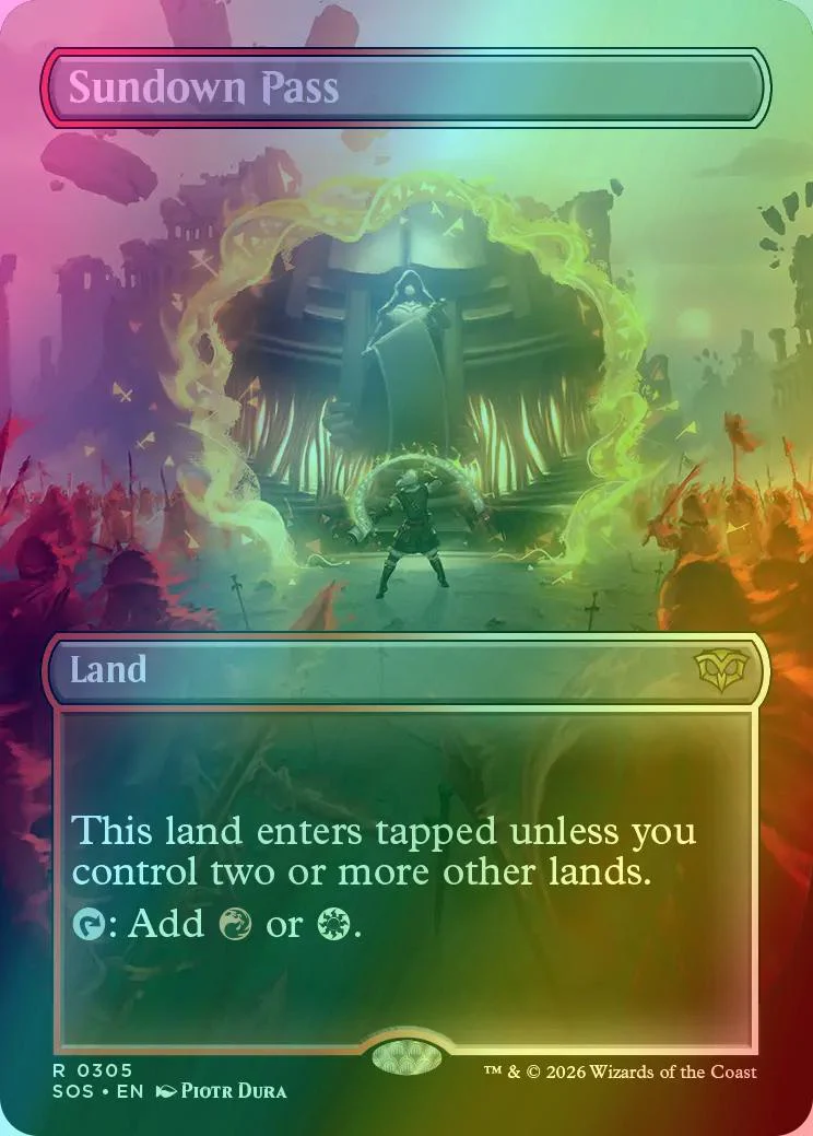 Sundown Pass [305] [Borderless] [Protal View Land] [Secrets of Strixhaven] [Foil]